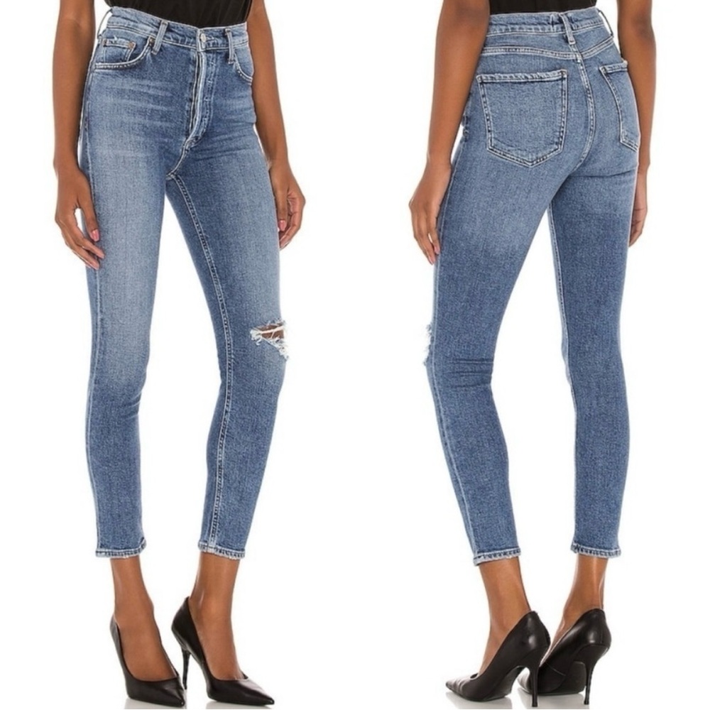 Agolde Nico High Rise Slim Women's Jeans Shoreline Wash